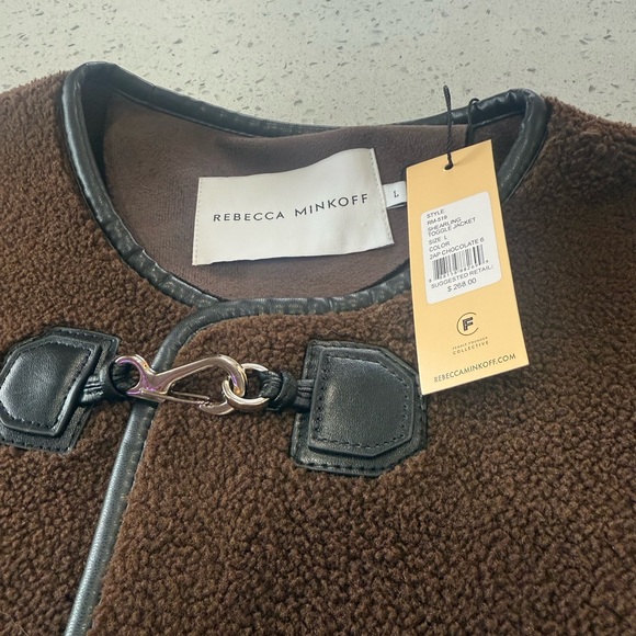 Rebecca Minkoff Brown Shearling Jacket with Toggle Closures - Picture 12 of 14